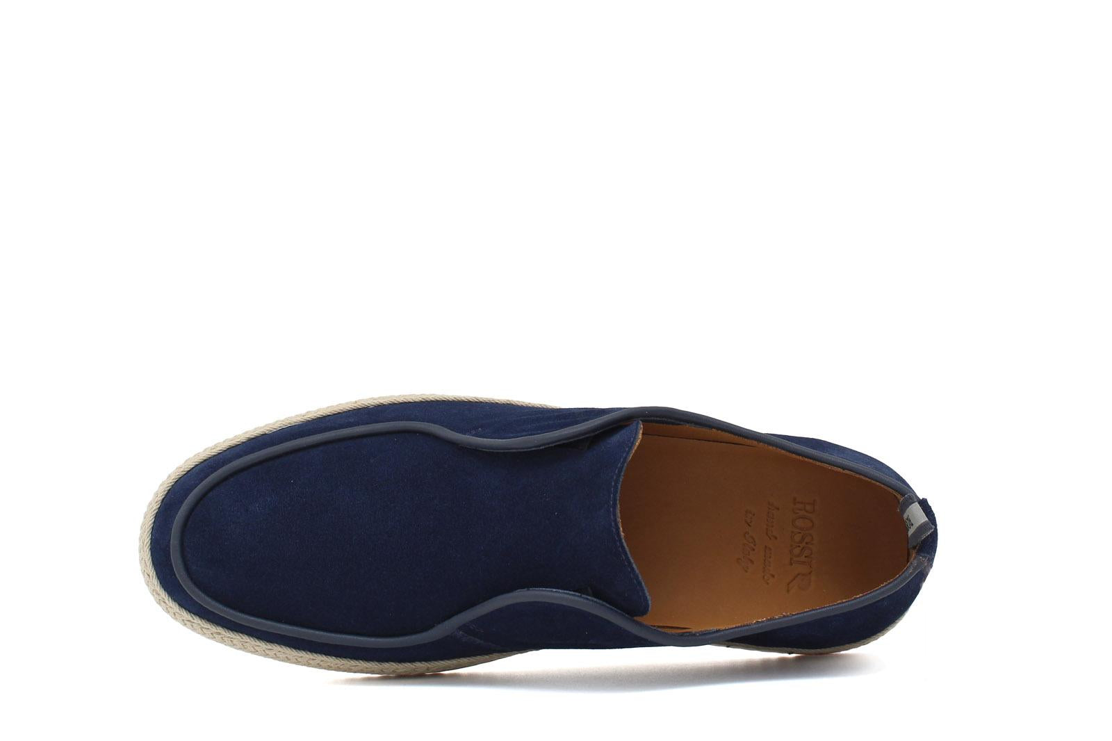 Slip on in camoscio color navy con fondo in gomma intrecciato 1093FOLTR 629 ROSSI