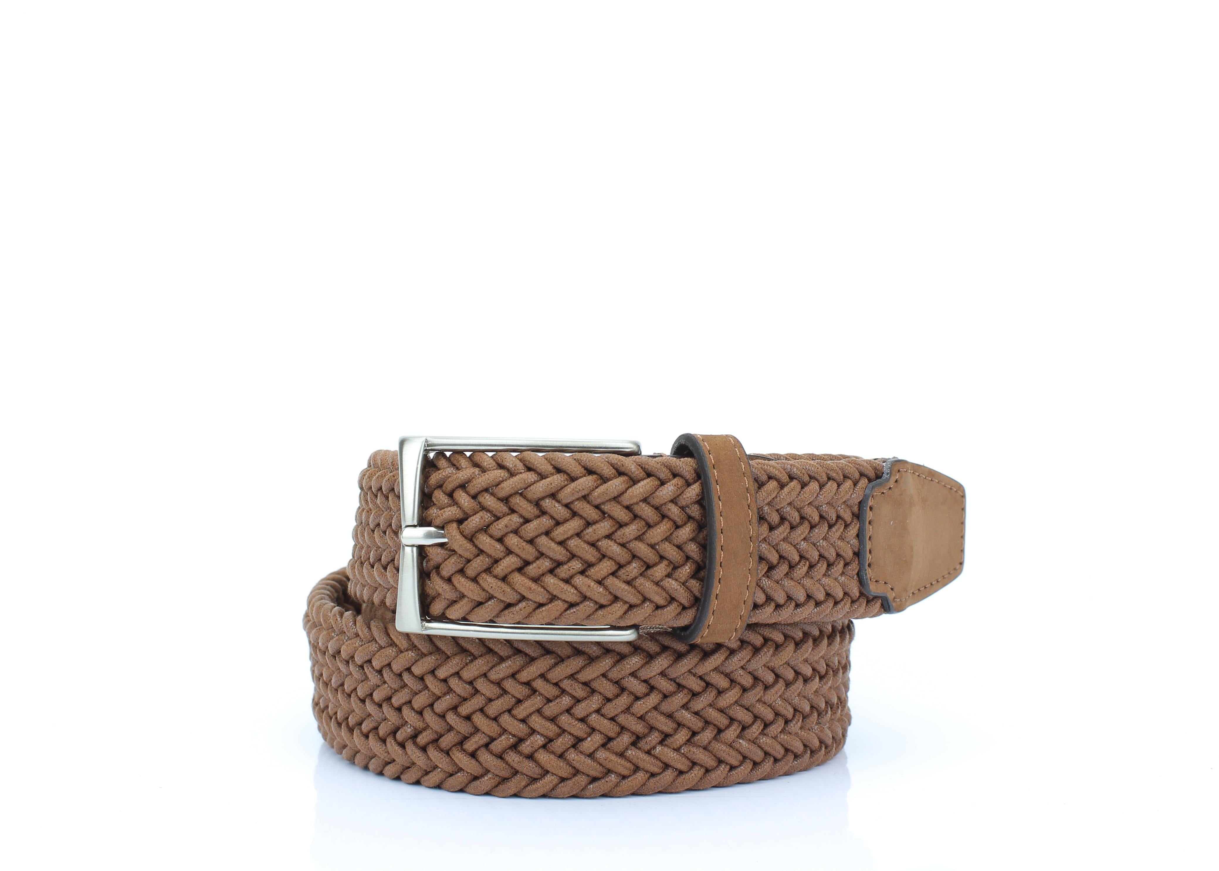 Cintura elasticizzata color cuoio con fibbia h 35 in nikel OBERANMARR 81 ROSSI