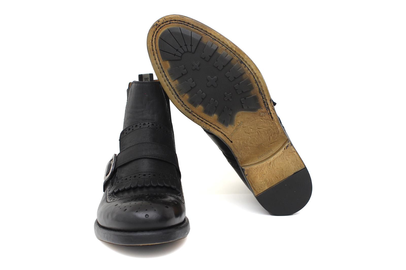 Beatles stile inglese con fibbia in nabuk anticato nero e fondo in gomma 127PBAN 991 ROSSI