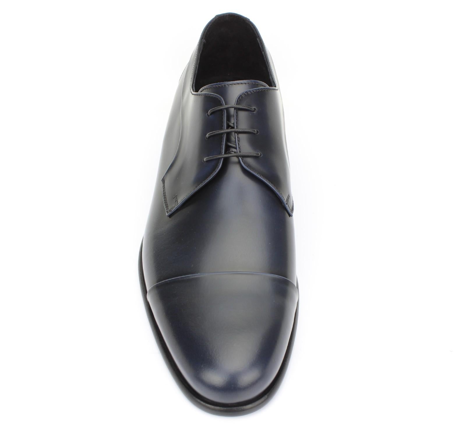 Derby con puntalino in vitello spazzolato blu sfumato con fondo in cuoio 5739BISURBLU 23 ROSSI