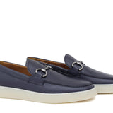 Slip-on con accessorio in vitello bottalato navy con fondo in gomma cucito 646VBNAV 1131 ROSSI