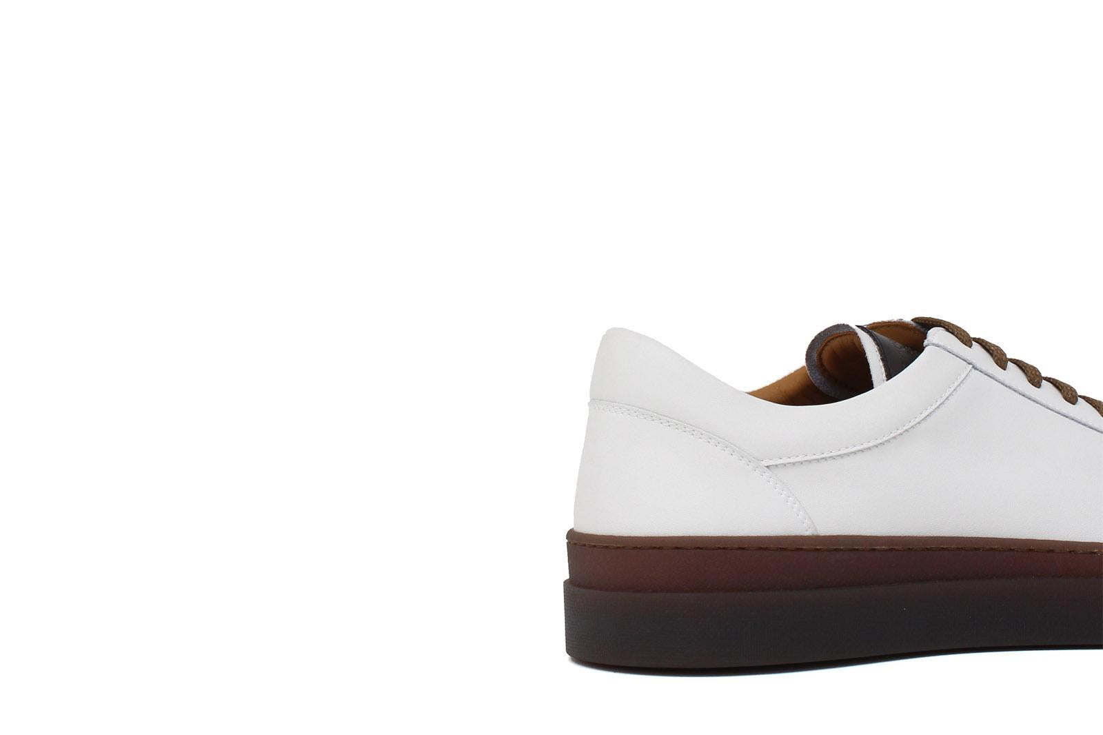 Sneakers in vitello morbido color crema con fondo in gomma 643LPCREM 639 ROSSI