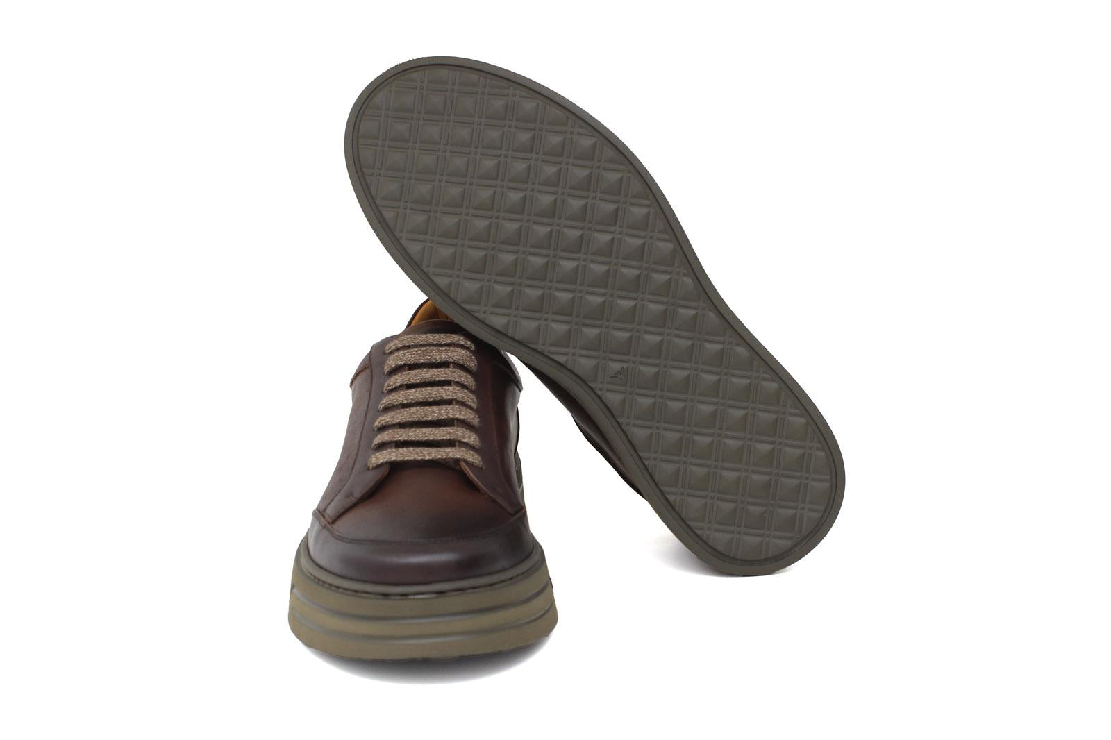 Sneakers in vitello naturale anticato marrone e fondo in gomma leggera 1254VCAS 1115 ROSSI
