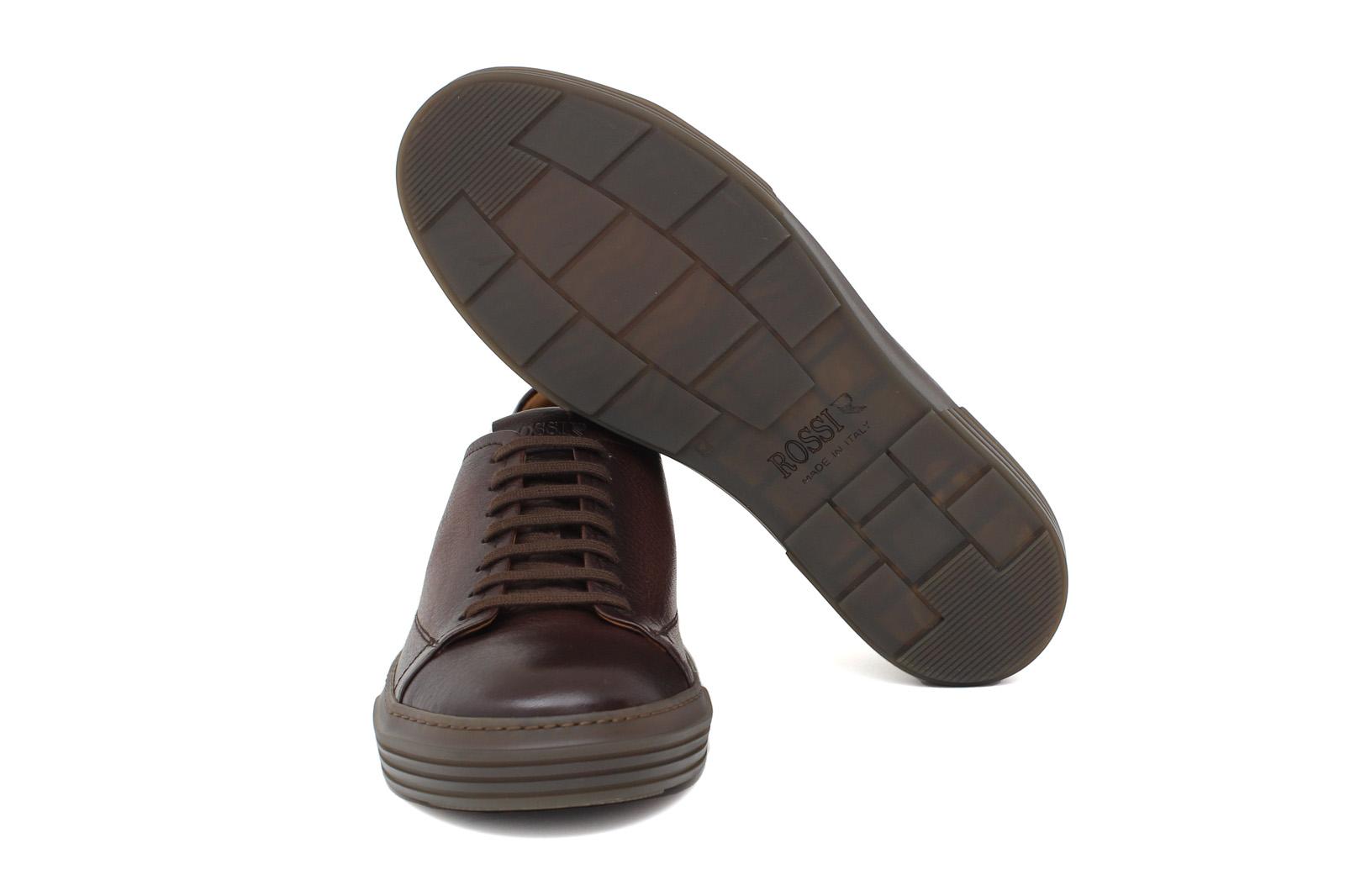 Sneakers in cervo vegetale anticato marrone con fondo in gomma 109CVM 63 ROSSI
