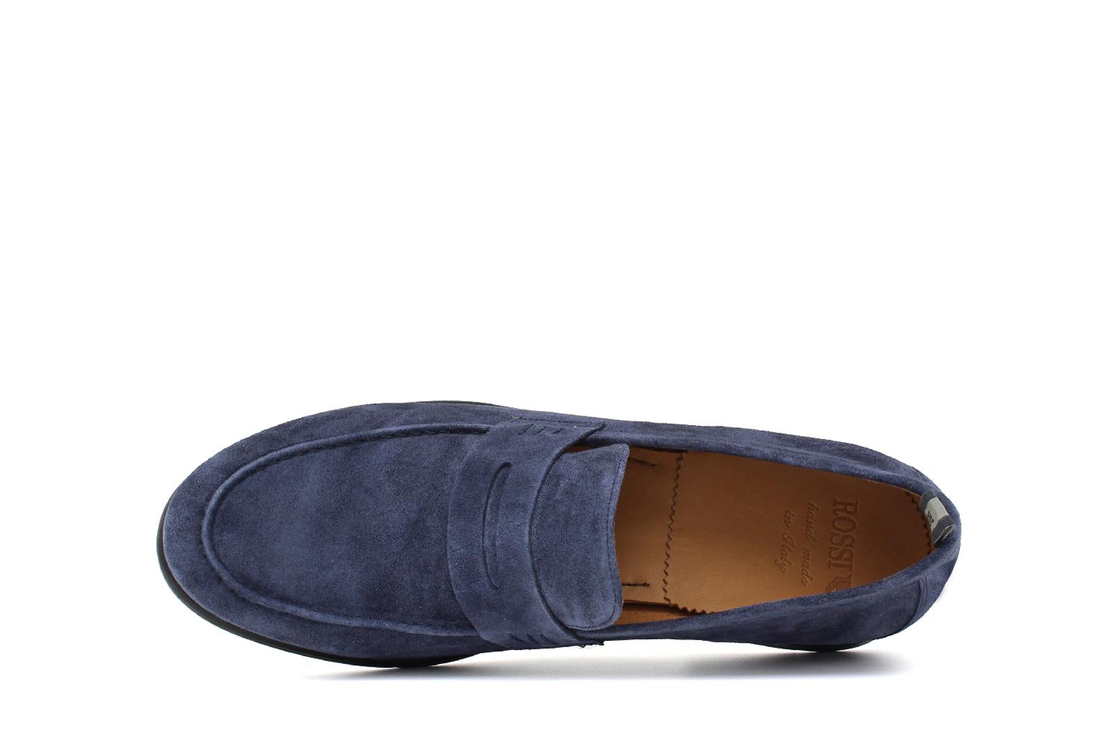 Mocassino in camoscio navy con fondo in gomma cucita 9612GTZAF 375 UN ROSSI