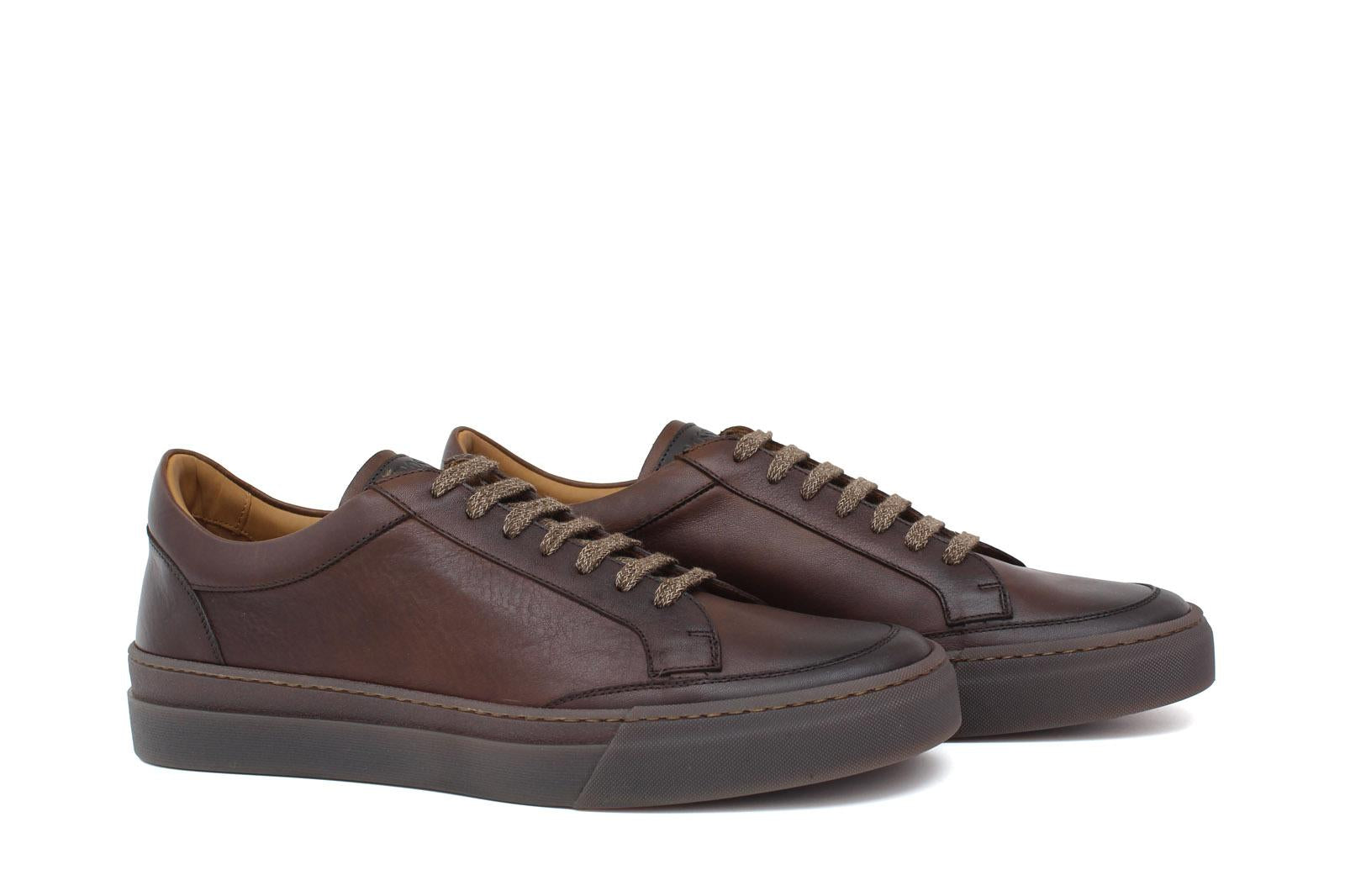 Sneakers in vitello naturale anticato marrone con fondo in gomma 643LVCAS 379 ROSSI