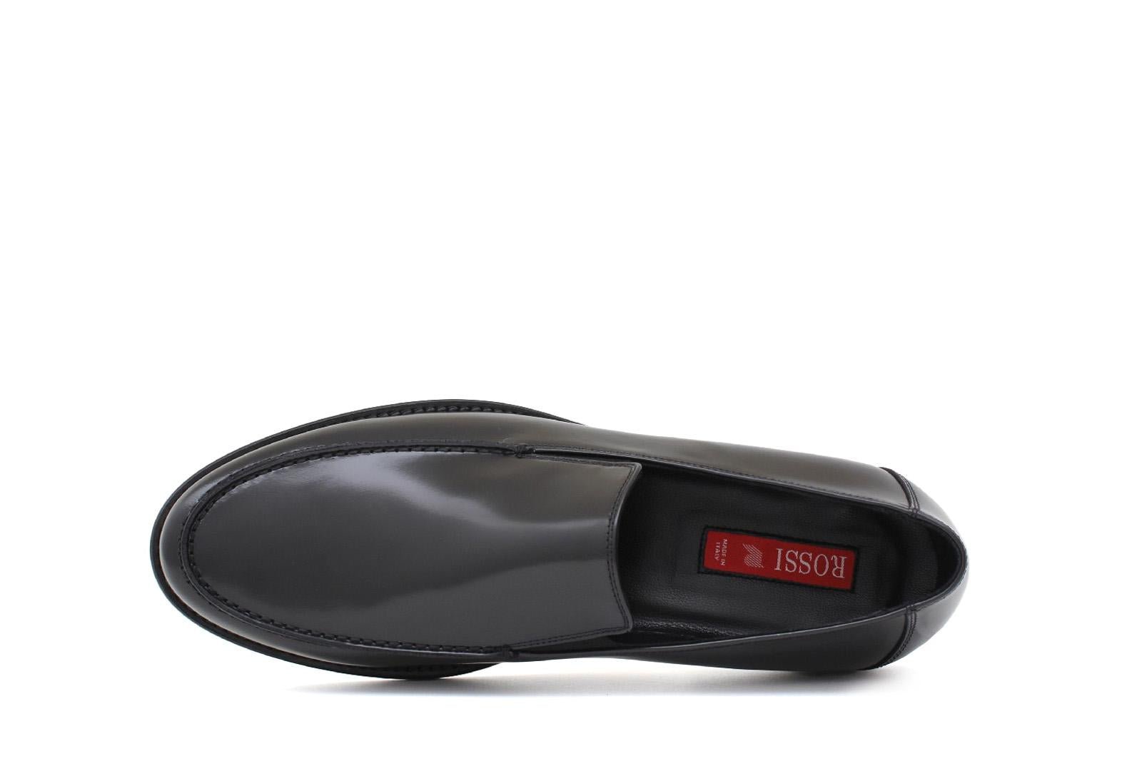Mocassino vitello spazzolato nero e fondo in cuoio 6835TNER 46 ROSSI