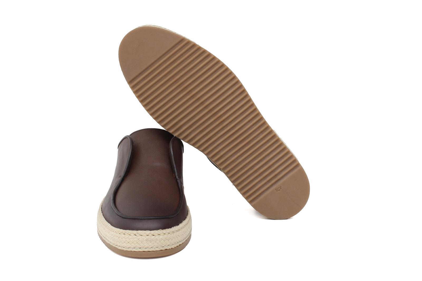 Slip on in vitello naturale marrone sfumato con fondo in gomma intrecciato 1093DCAS 625 ROSSI