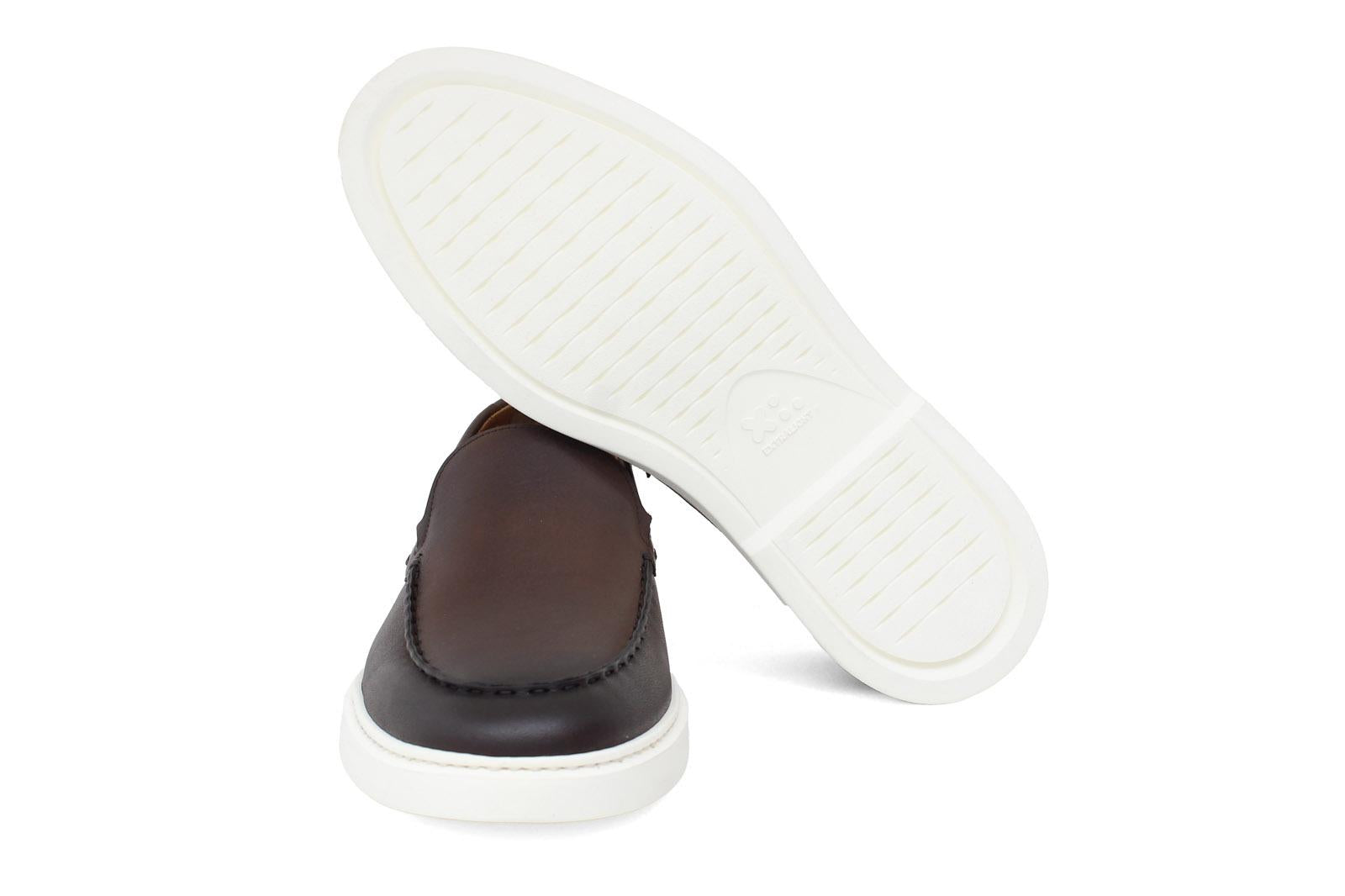 Mocassino in vitello naturale marrone sfumato con fondo gomma extralight 1476DCAS 507 ROSSI