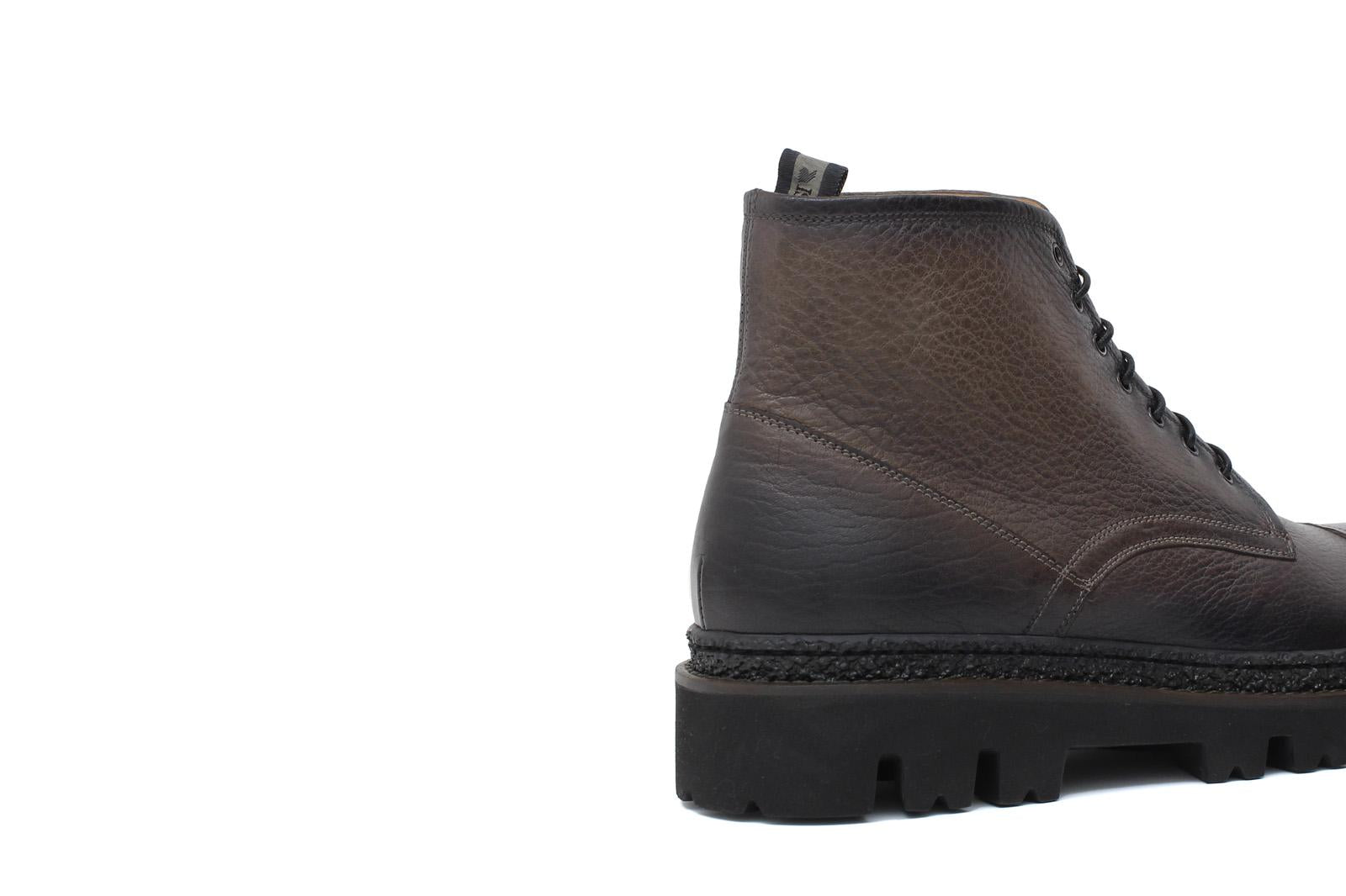 Stivaletto stringato in cervo vegetale color fango scuro con fondo gomma leggera 9199PCVGRI 178 ROSSI