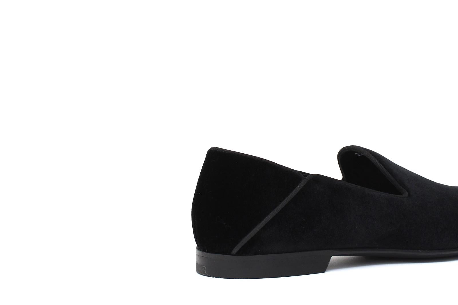 Pantofola in velluto nero con fondo cuoio antiscivolo 225LDNE 279 ROSSI