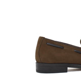 Mocassino donna con mappine in suede rasato color marrone con fondo cuoio antiscivolo D204CRINB 13 ROSSI