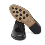 Mocassino donna con mappine in vitello spazzolato nero con fondo cuoio antiscivolo D204CALNE 5 ROSSI