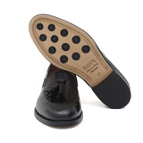 Mocassino donna con mappine in vitello spazzolato nero con fondo cuoio antiscivolo D204CALNE 5 ROSSI