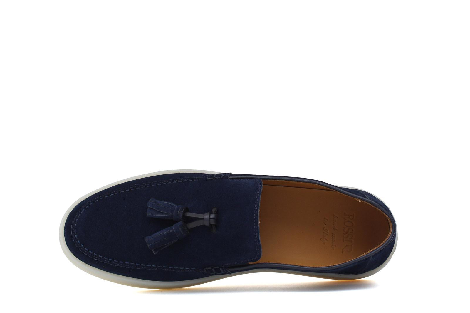 Slip-on con nappine in camoscio navy e fondo in gomma cucito 622CAFO 354 UN ROSSI