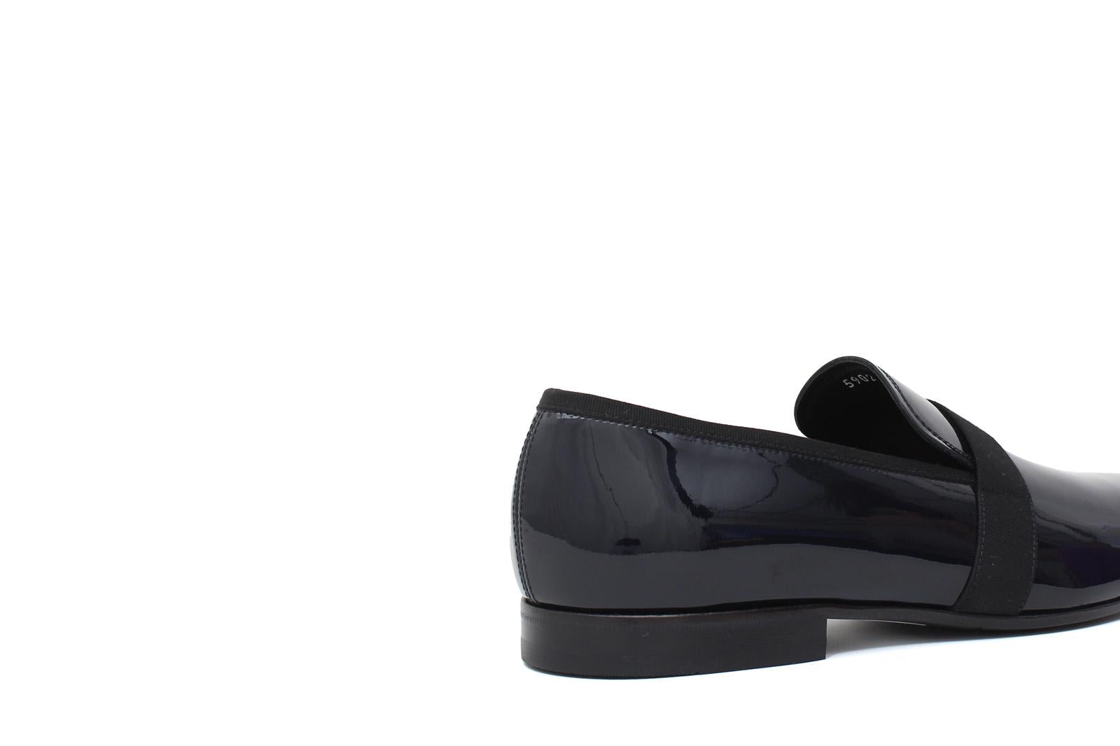 Pantofola in vernice blu scuro, riporto in grogrein e fondo in cuoio 5902VEPBLU 478 ROSSI