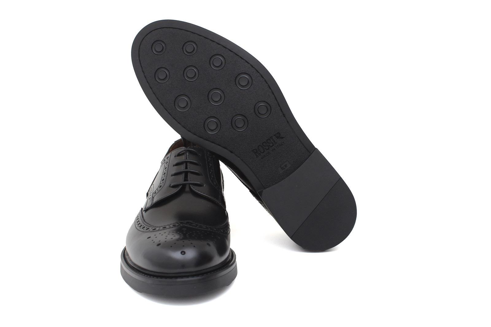 Derby stile inglese in vitello spazzolato nero con fondo in gomma 8103GRCALNE 156 ROSSI