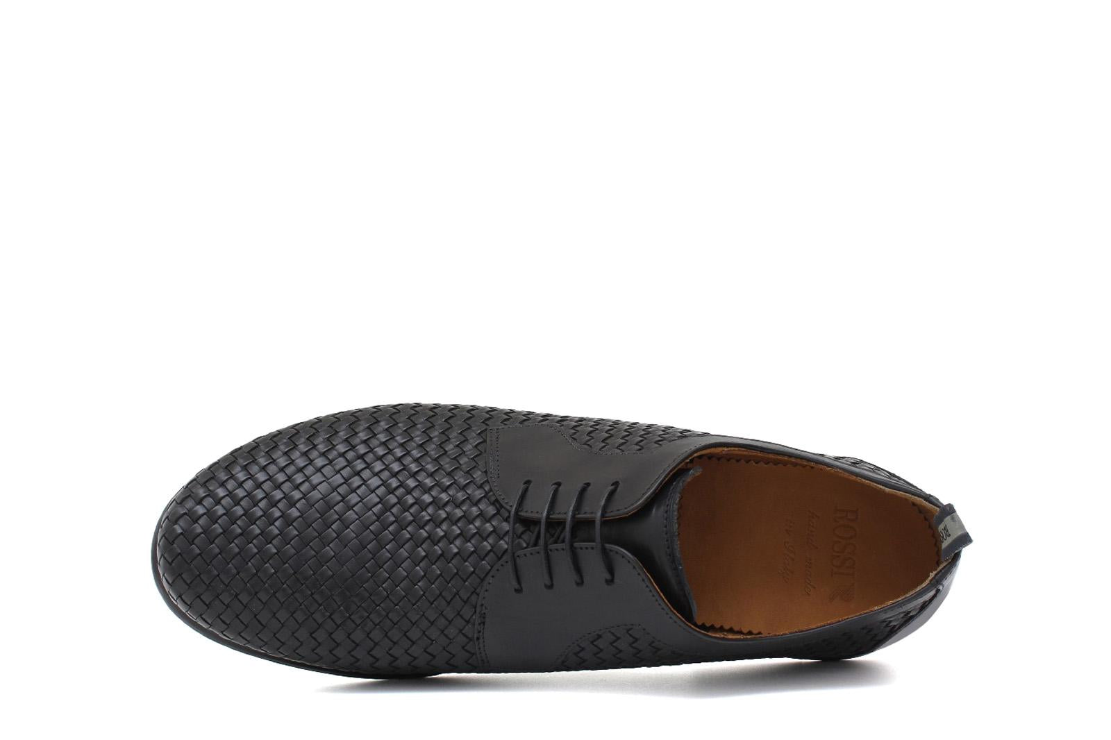 Derby in vitellino intrecciato color nero con fondo in gomma cucito blake 9645VTNE 308 UN ROSSI