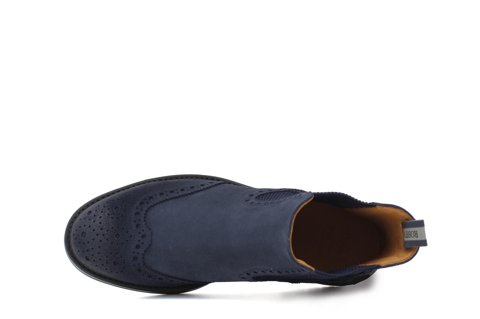 Beatles stile inglese in camoscio anticato color navy con fondo in gomma 166PCN 385 ROSSI