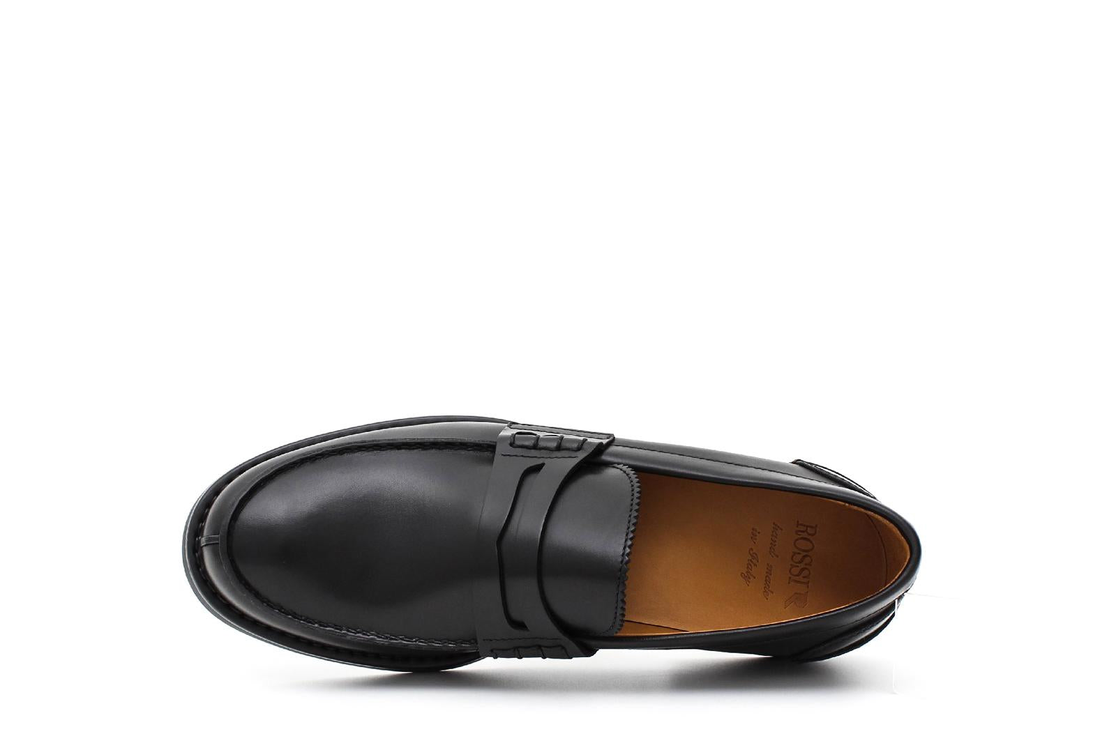 Mocassino College stile inglese in vitello naturale nero fondo gomma 5316GSENE 307 ROSSI