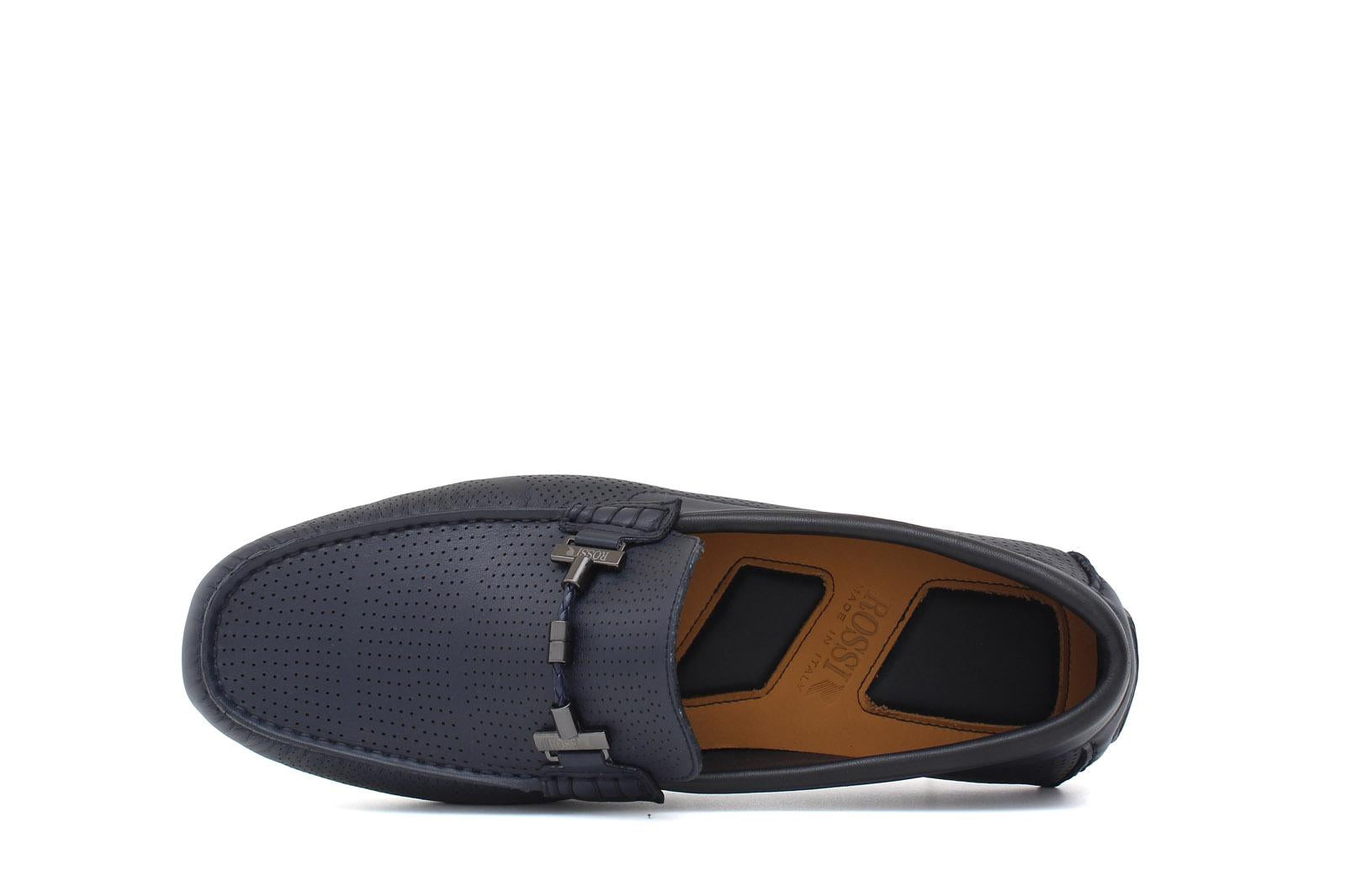 Drive con accessorio in vitello blu traforato e fondo con inserti in gomma 6971M9PBLU 8 ROSSI