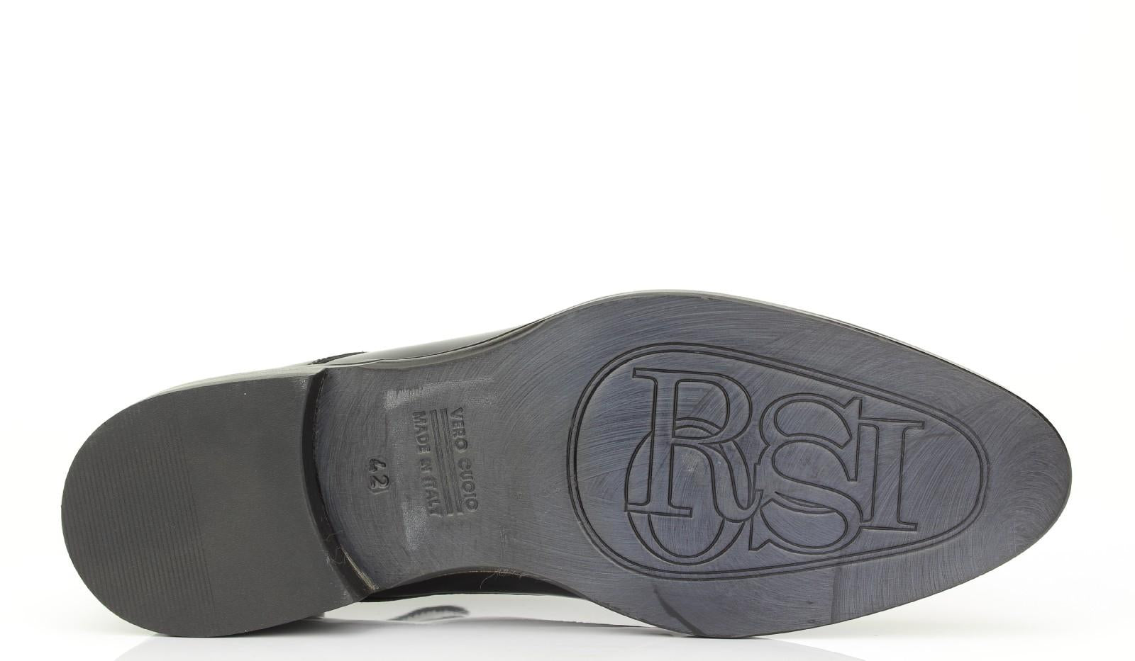 Derby con puntalino in vernice nera con fondo cuoio 4719VENER 352 ROSSI