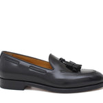 Mocassino donna con mappine in vitello spazzolato nero con fondo cuoio antiscivolo D204CALNE 5 ROSSI