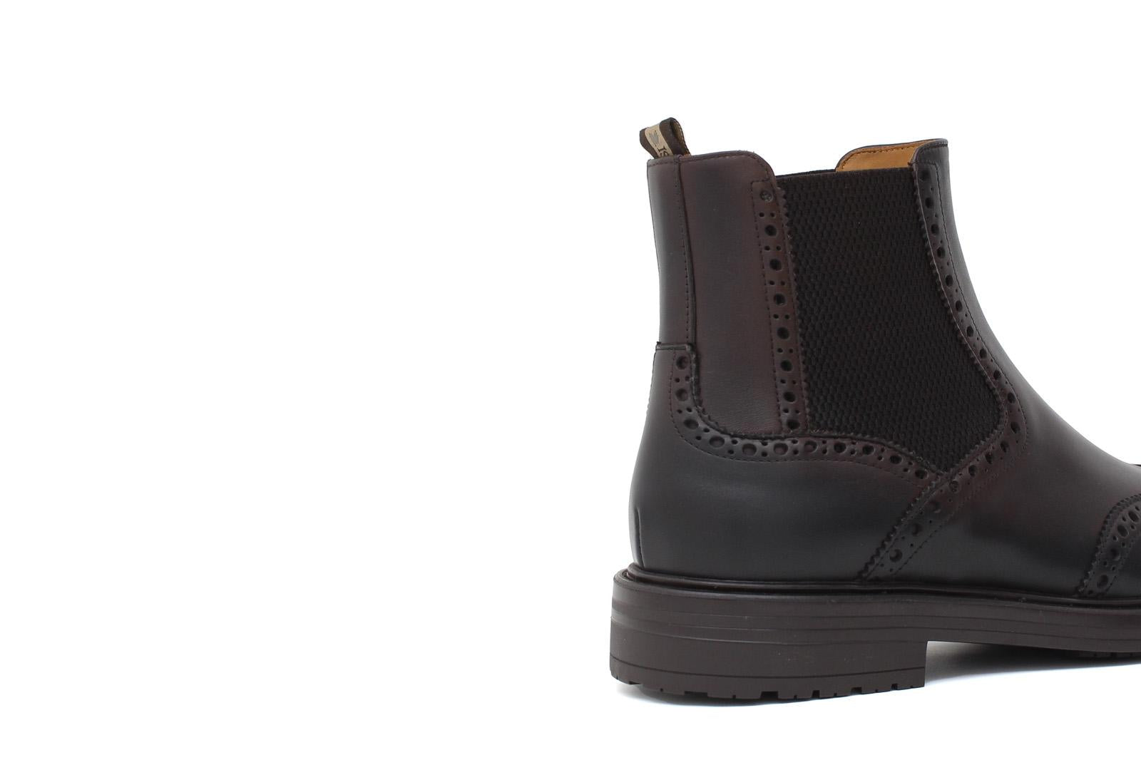 Stivaletto con elastico stile inglese in vitello anticato testa di moro e fondo in gomma 166PGBTM 517 ROSSI