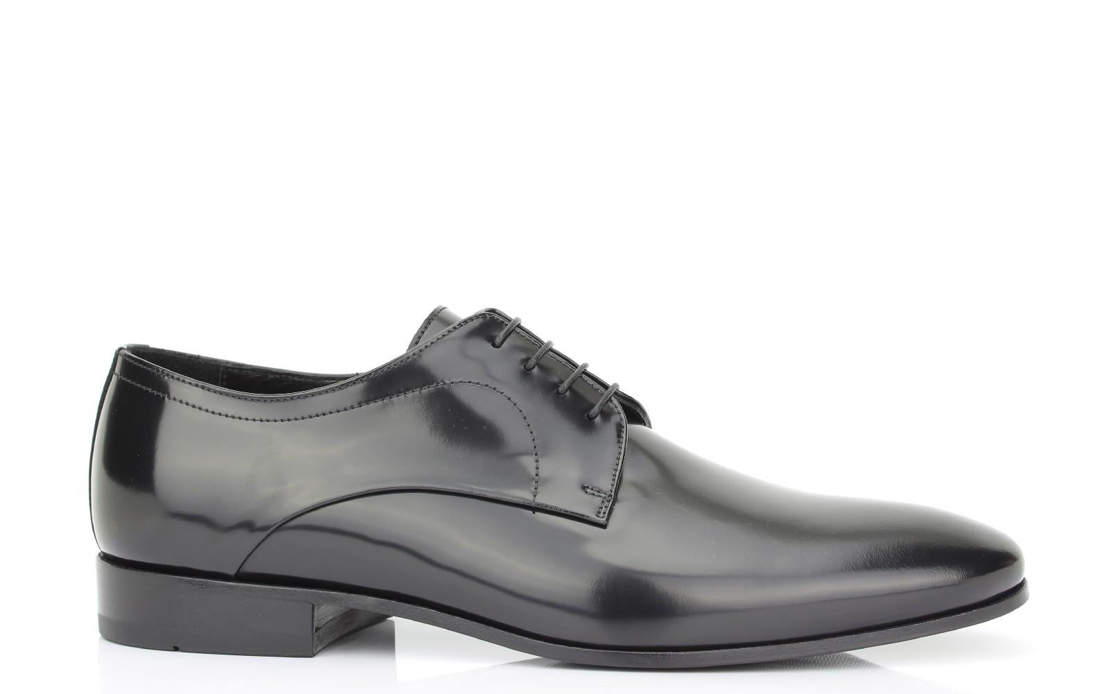 Derby in vitello spazzolato nero scuro con fondo in cuoio 4704TINER 306 ROSSI