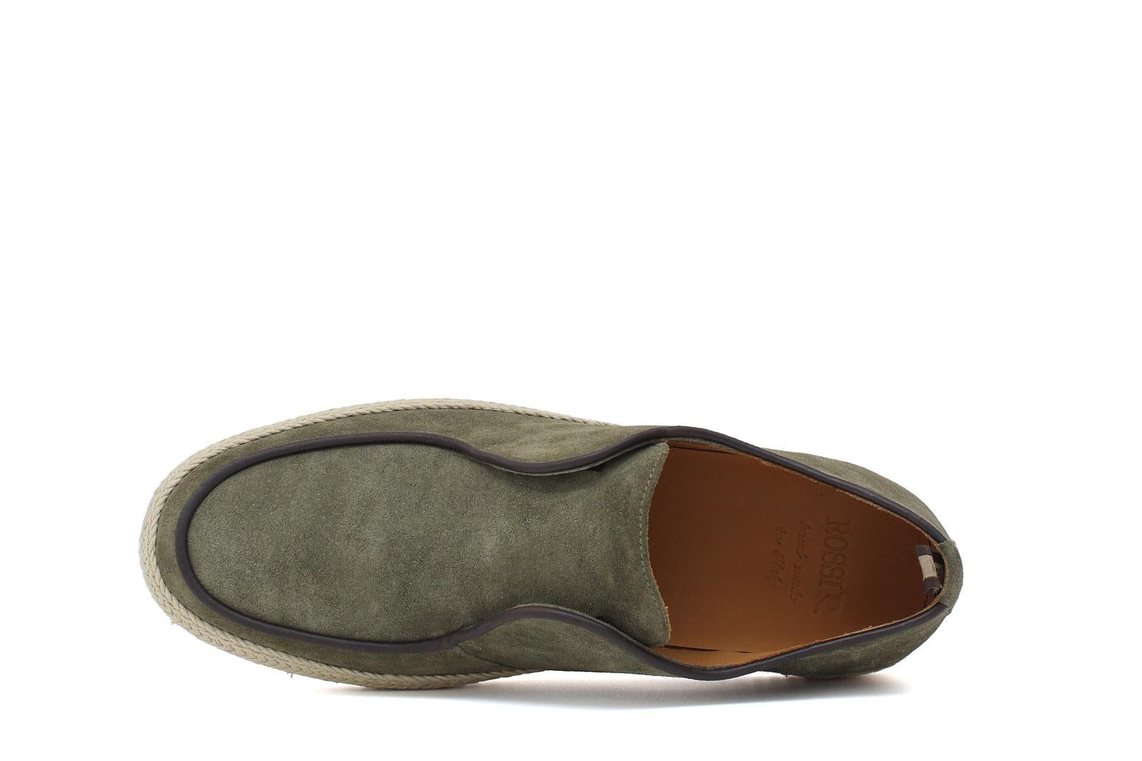 Slip on in camoscio color verde con fondo in gomma intrecciato 1093TAVER 163 ROSSI
