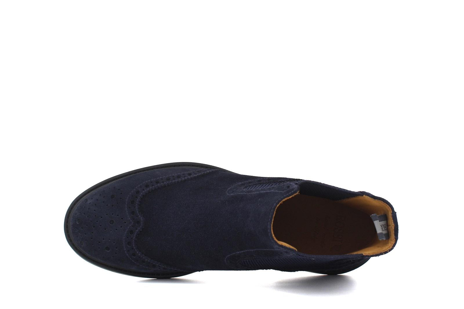 Beatles stile inglese in camoscio color blu con fondo in gomma cucito blake 166PRHSBLU 218 ROSSI