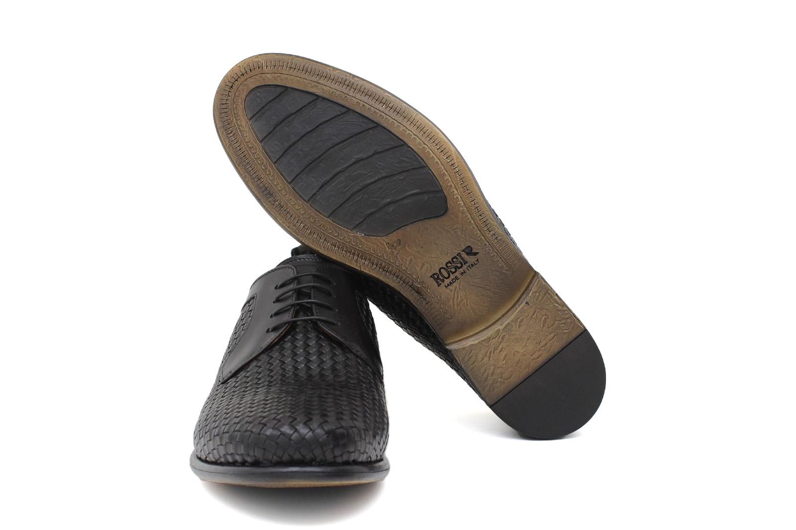 Derby in vitellino intrecciato color nero con fondo in gomma cucito blake 9645VTNE 308 UN ROSSI