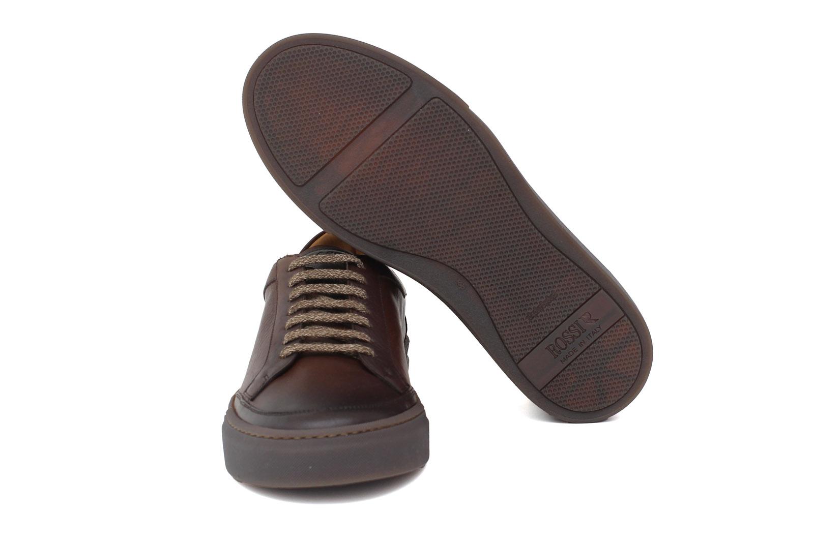 Sneakers in vitello naturale anticato marrone con fondo in gomma 643LVCAS 379 ROSSI