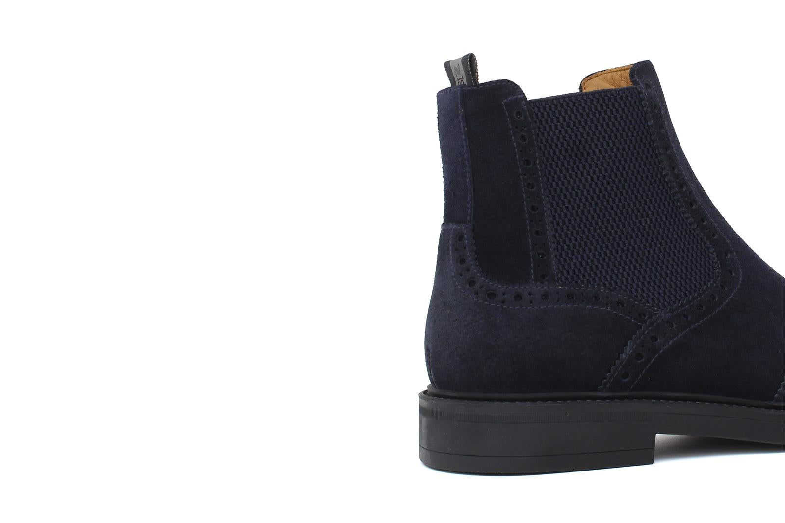 Beatles stile inglese in camoscio color blu con fondo in gomma cucito blake 166PRHSBLU 218 ROSSI