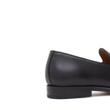 Mocassino con accessorio in vitello spazzolato testa di moro con fondo in cuoio antiscivolo 644MORSCTM 1129 ROSSI