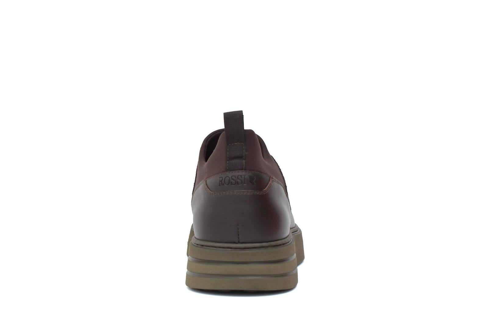 Sneakers streach in pelle e camoscio testa di moro con fondo gomma leggera 1291POLTM 150 ROSSI
