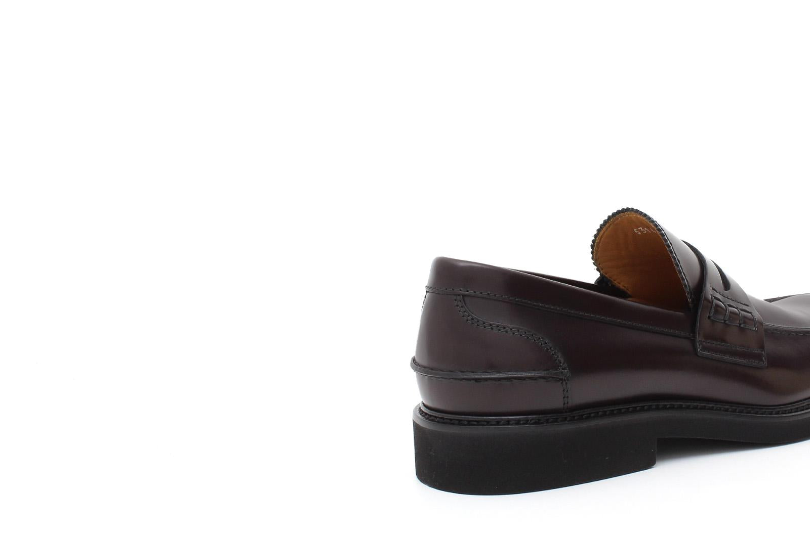 Mocassino College stile inglese in vitello spazzolato bordò e fondo in gomma leggera 5316CALBOR 290 ROSSI