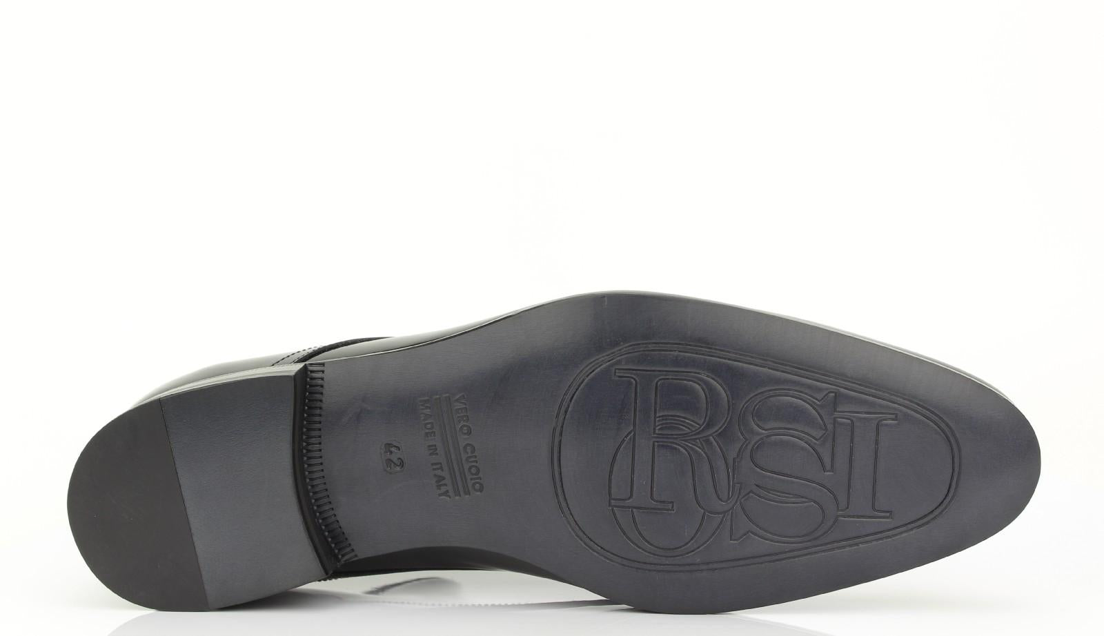 Derby in vernice nera con fondo in cuoio 5560VERNER 205 ROSSI
