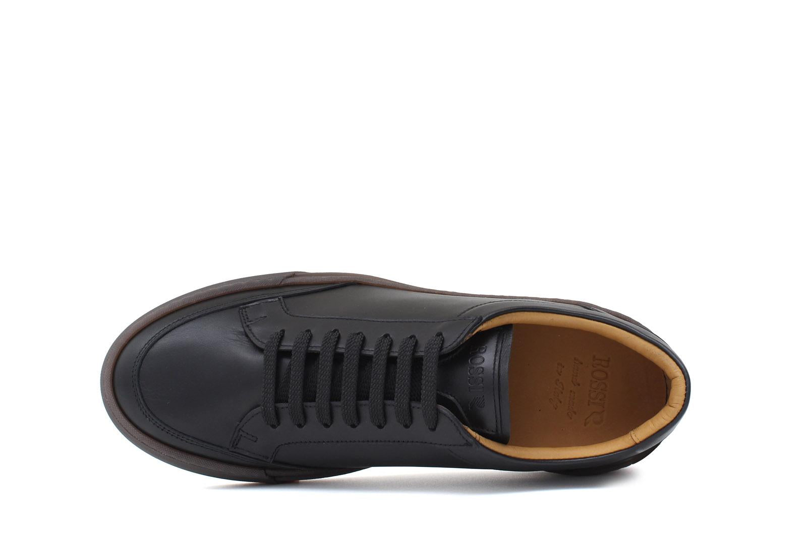 Sneakers in vitello morbido nero con fondo in gomma 643LPNE 1061 ROSSI