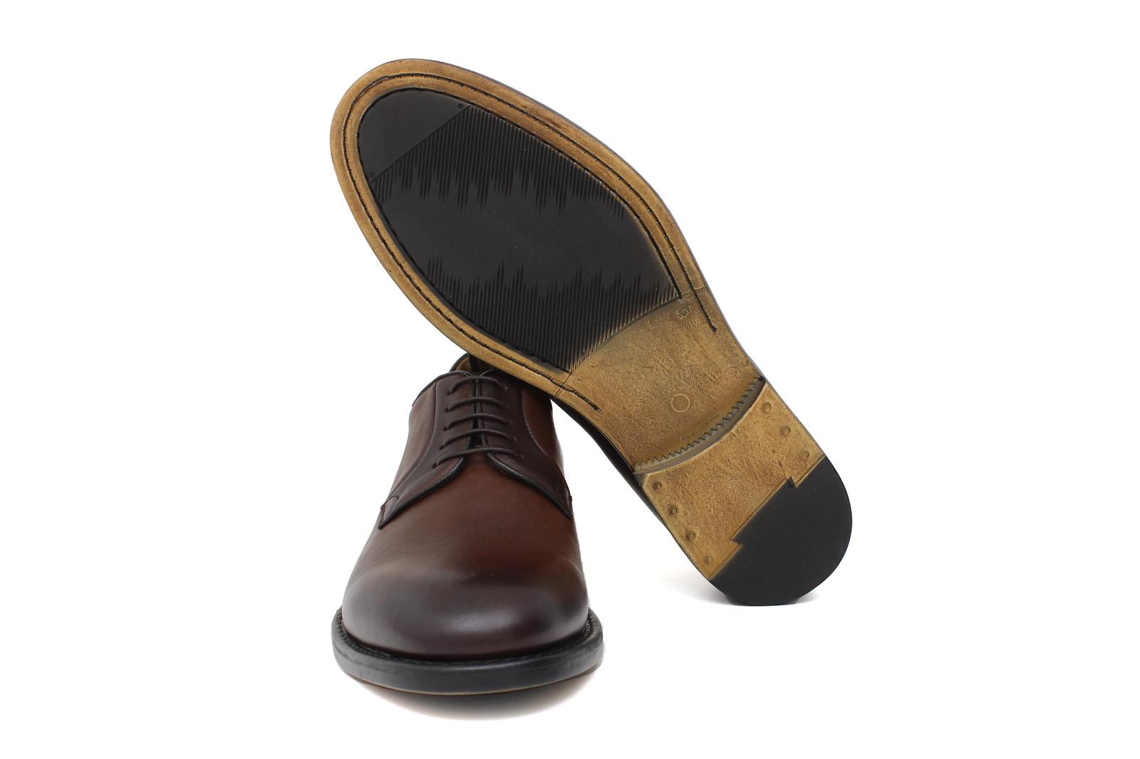 Derby in vitello naturale color marrone sfumato e fondo in gomma cucito blake 6403GDIXC 18 ROSSI