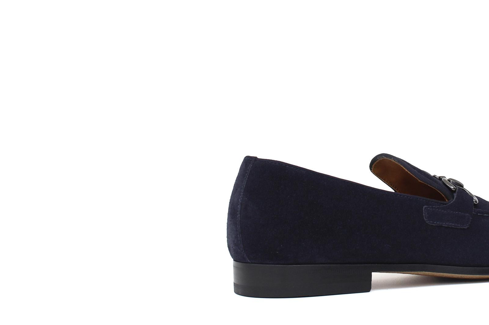 Mocassino con accessorio a sacchetto intero in camoscio blu con fondo cuoio antiscivolo 269FLOBLU 367 ROSSI