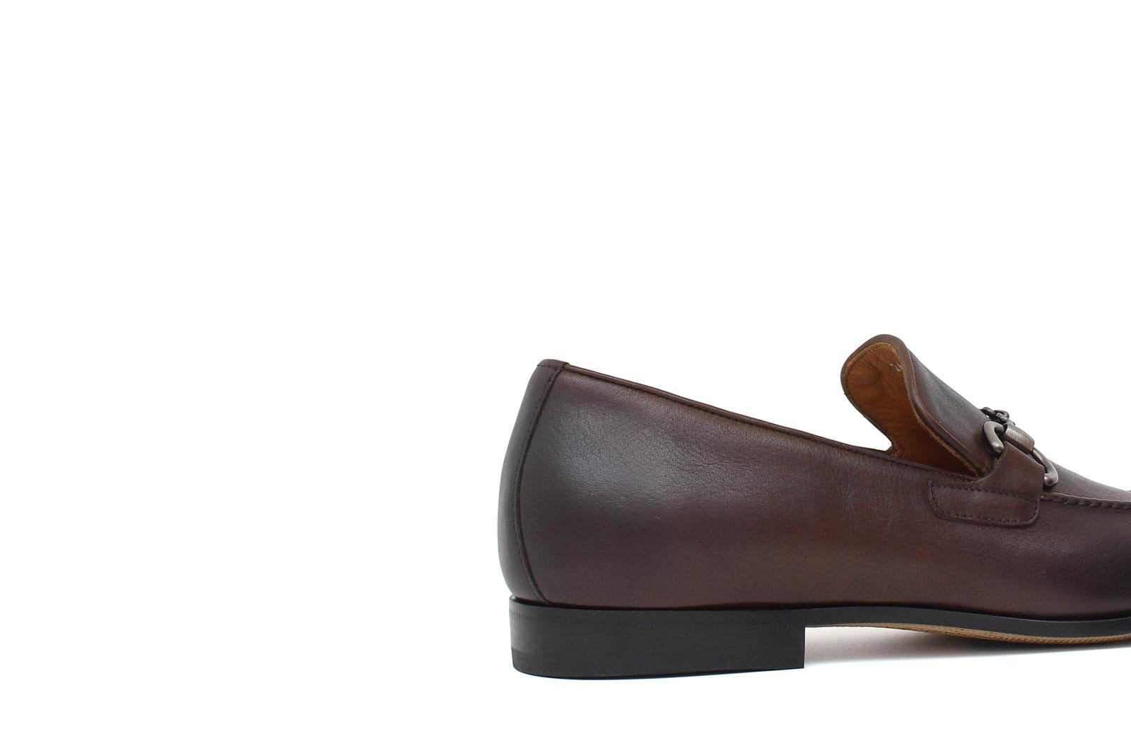 Mocassino con accessorio a sacchetto intero in vitello naturale marrone sfumato con fondo cuoio antiscivolo 269PDCAS 261 ROSSI