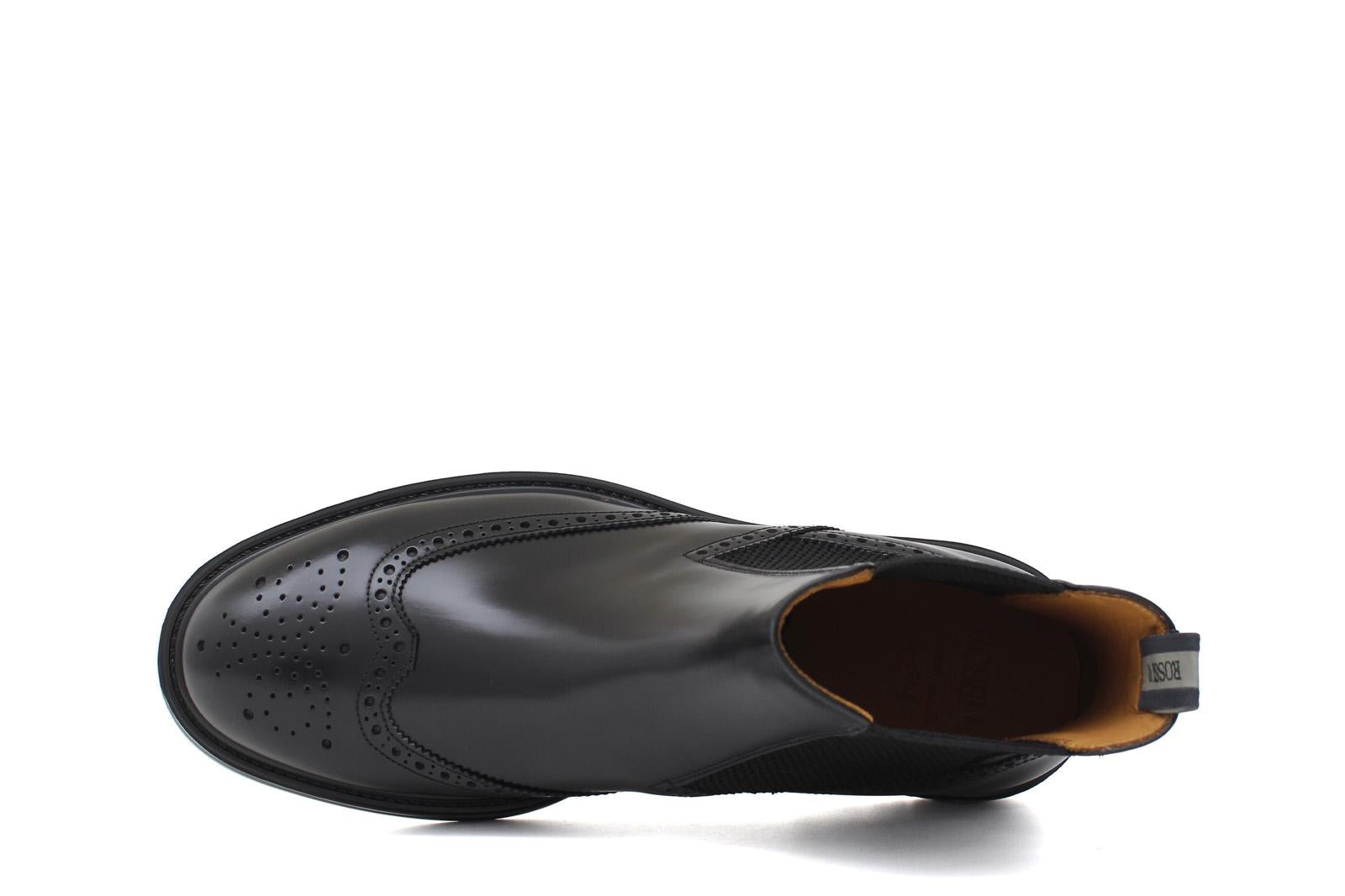 Stivaletto con elastico stile inglese in vitello spazzolato semilucido nero e fondo in gomma 8111PCNER 264 ROSSI