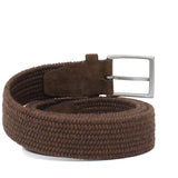 Cinta h35 con fibbia in nikel satinato con intreccio elasticizzato color marrone INTRELAMARR 122 ROSSI