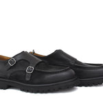 Doppia fibbia in vitello nabuk nero e fondo gomma leggera 891RENER 375 ROSSI