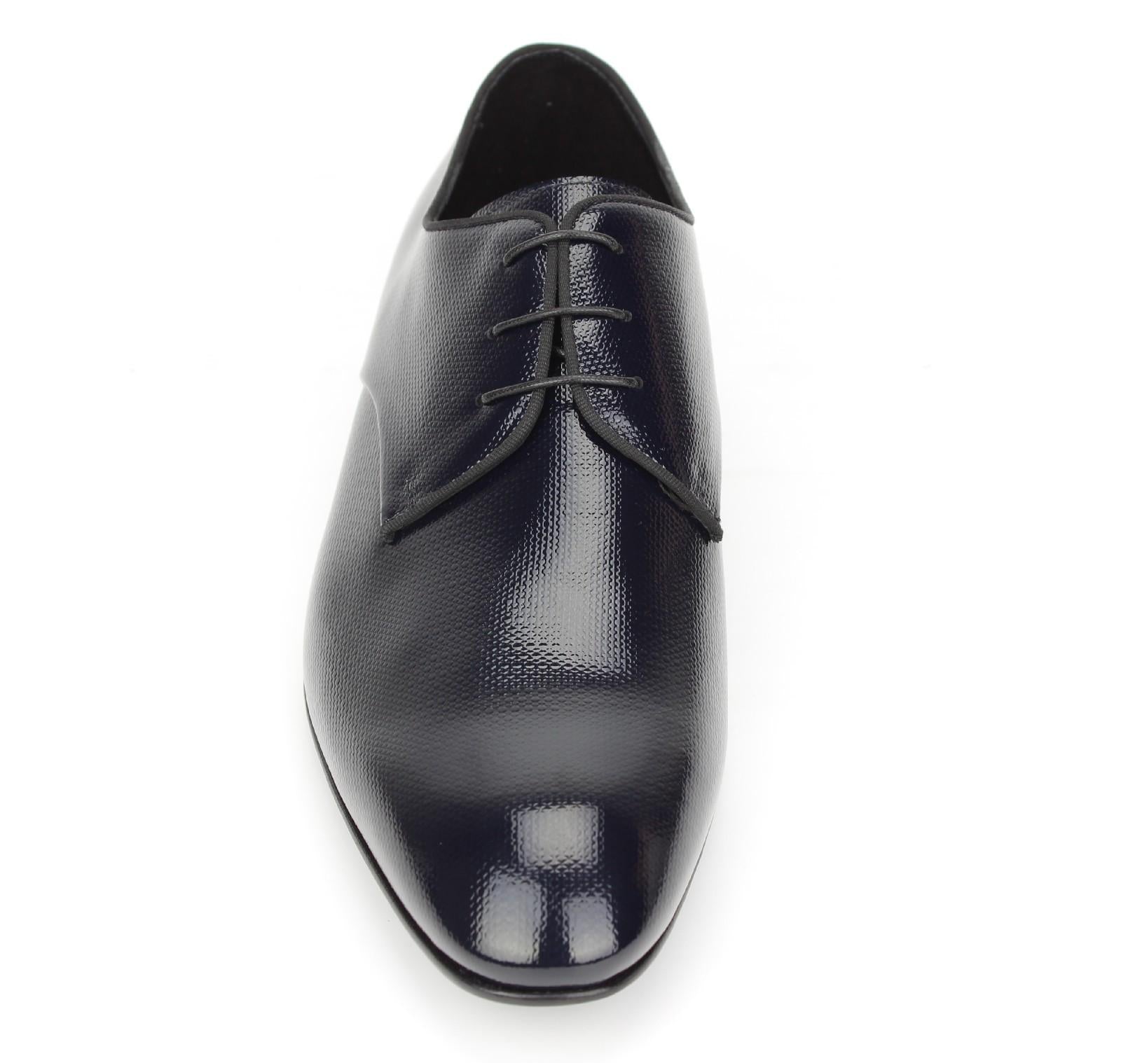 Derby in vernice blu stampata Mag con fondo in cuoio 7621SMAGBLU 168 UN ROSSI