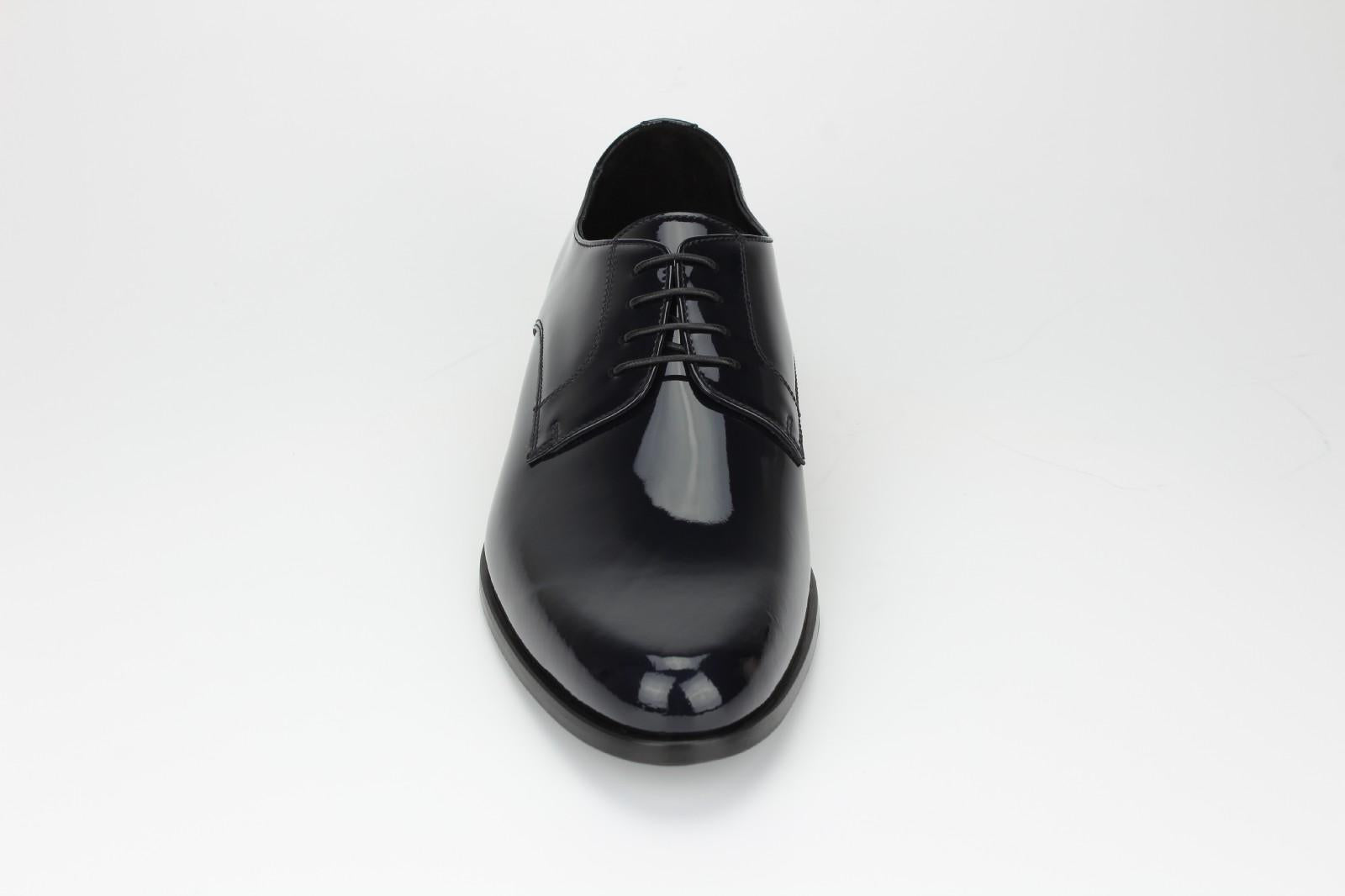 Derby in vernice blu con fondo in cuoio 4717VBLU 88 ROSSI