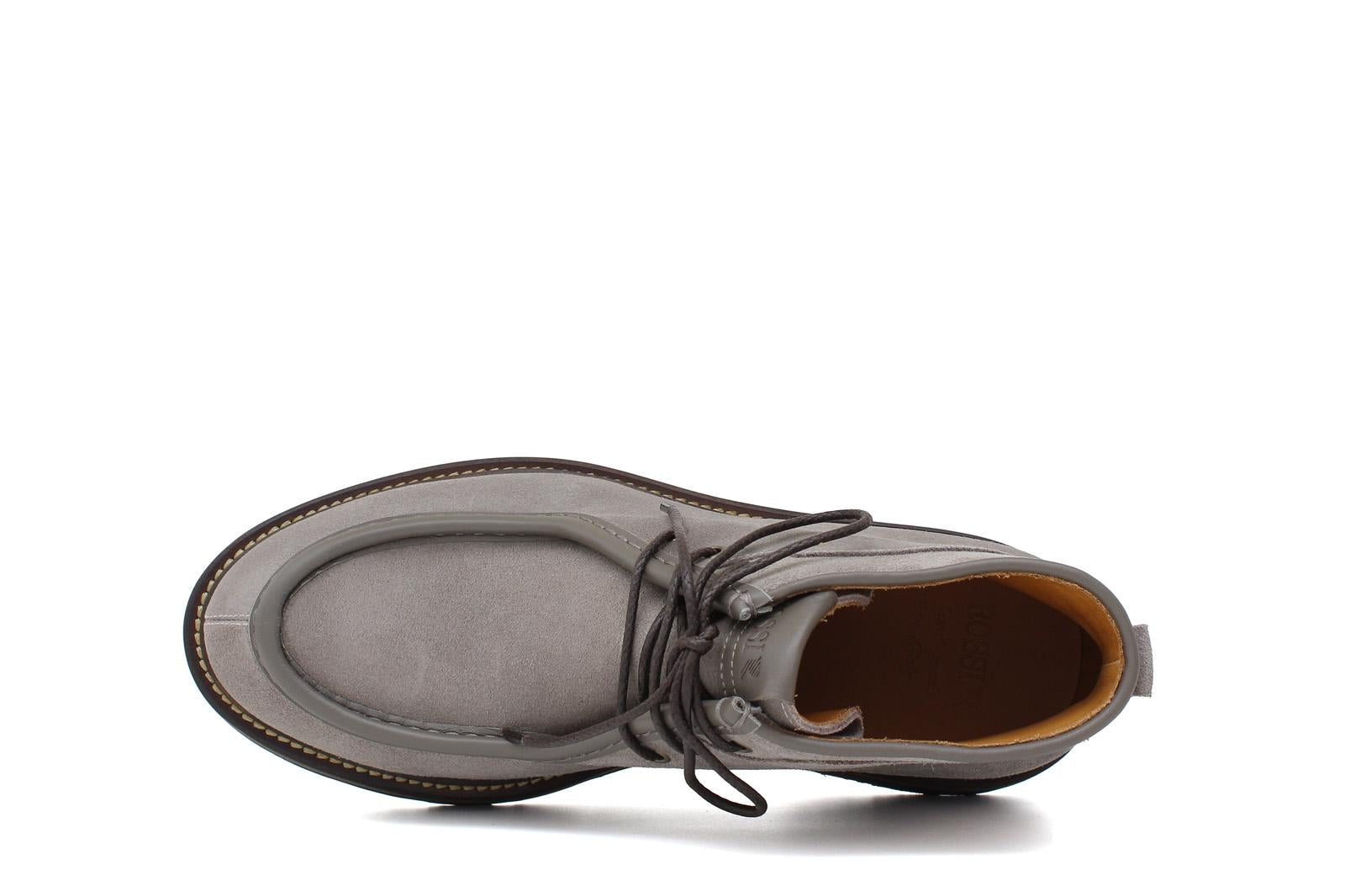 Polacchino stringato modello ingegnere in camoscio e profili in pelle color roccia con fondo in gomma leggera 1253PCHSC 120 ROSSI 