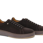 Sneaker stringata in suede testa di moro con fondo in gomma tricolore 1043LHSMO 186 ROSSI 