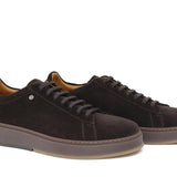 Sneaker stringata in suede testa di moro con fondo in gomma tricolore 1043LHSMO 186 ROSSI 